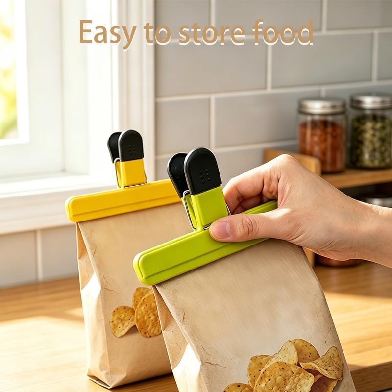 6 Pack Large Plastic Chip Clips, Heavy Duty Snack Bag Sealing Clips, Reusable Food Storage Grips for Kitchen, Home and Office, 15.5×8.5cm / 6.10×3.35 Inch.