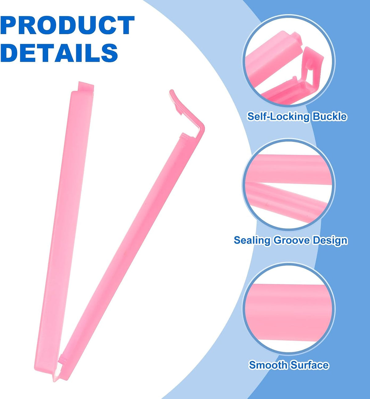 PATIKIL Sealing Clips 4.3in, 10 Pack Reusable Plastic Bag Clip Clamp, Pink