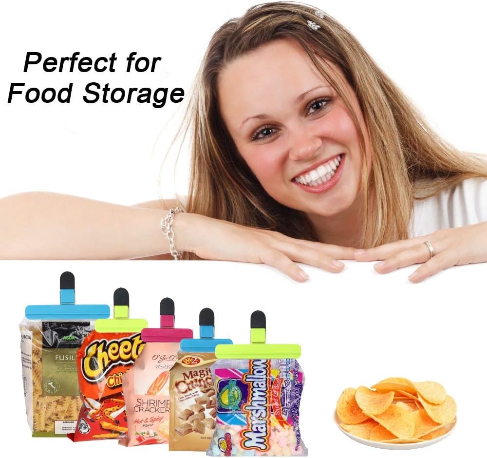 Food Chip Clips Bag Sealing Clips with Good Grips, 6 Pack