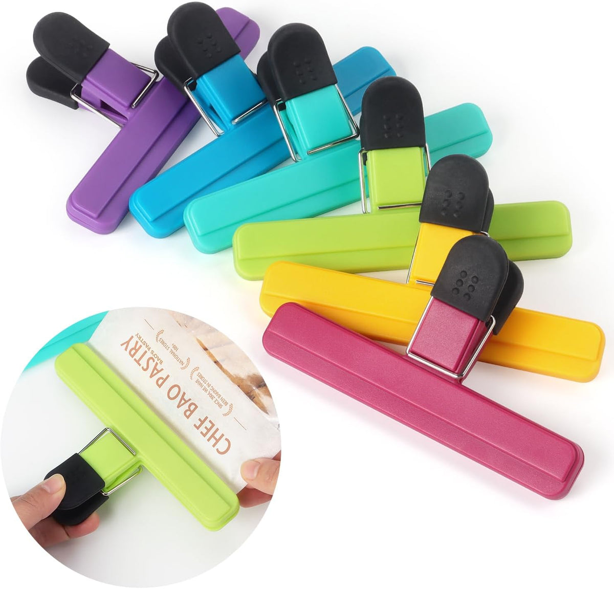 Tamaki 6 Pack Large Chip Bag Clips Assorted Color Food Clips, 6 x 3.5 Inch