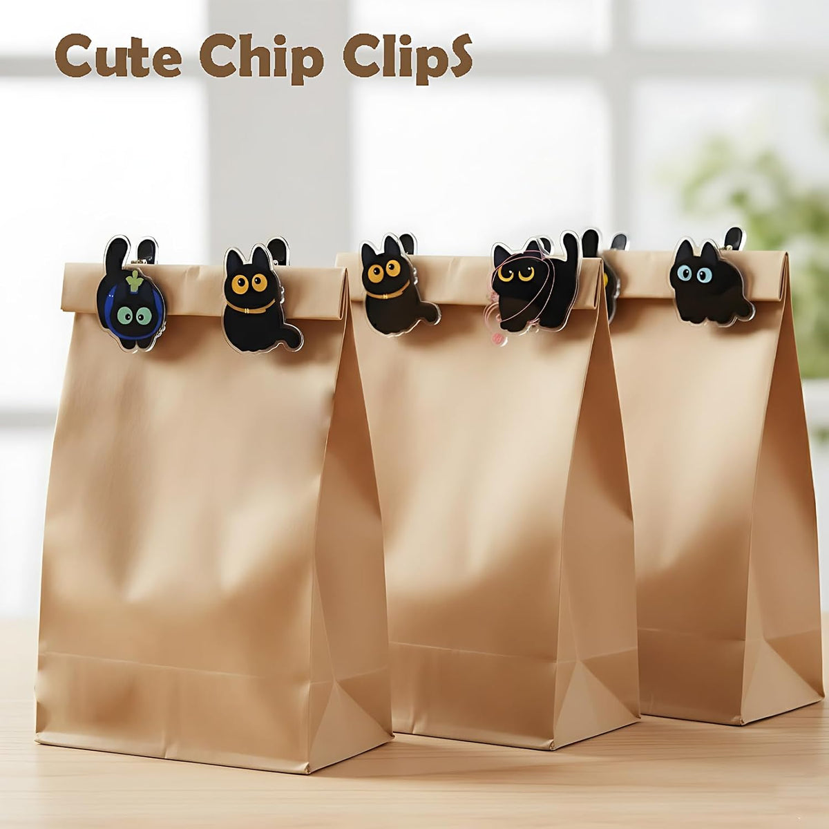 8 PCS Cute Chip Clips, Food Bag Clips, Funny Cat Shaped