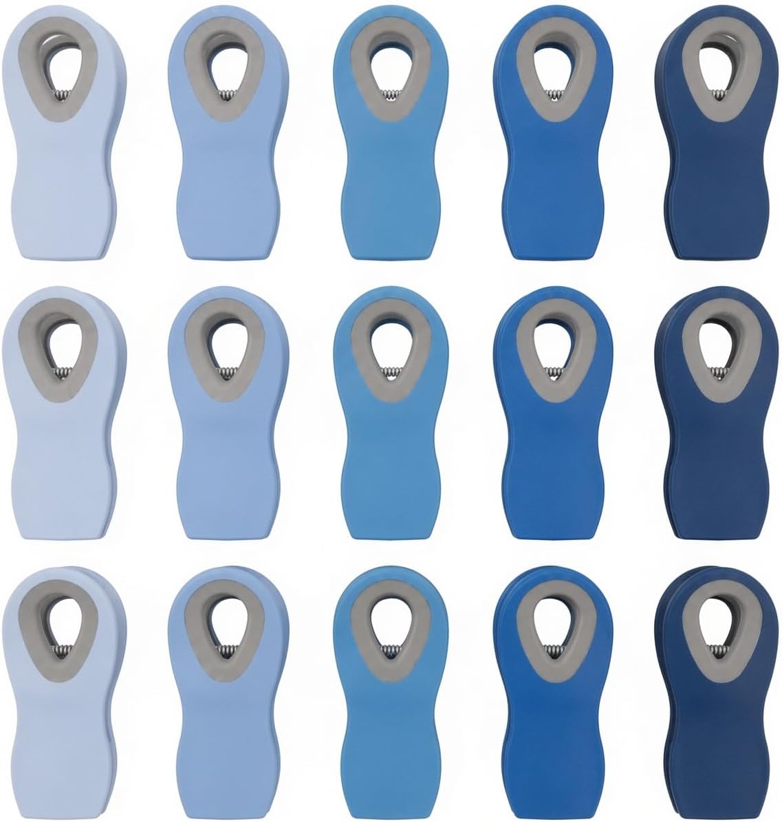 Chip Clips — Magnetic Bag Clips for Food Storage, 20 Piece Set, Airtight Seal Grip for Bread, Snack, Chip & Cereal Bags — Fridge, Pantry & Freezer Organization, Kitchen Storage - Multi Blues