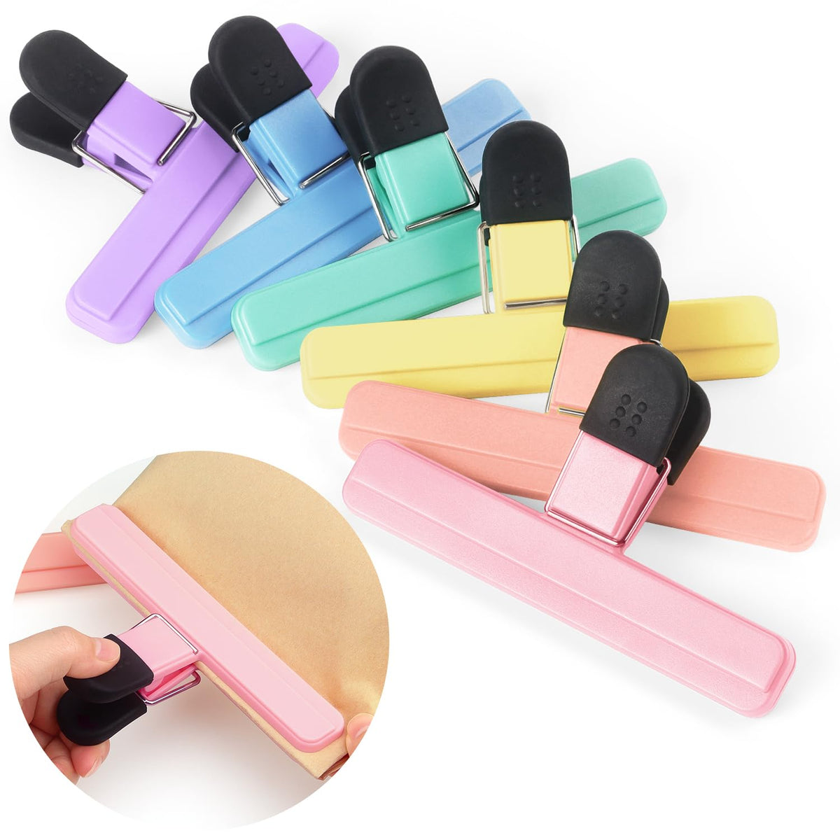Tamaki 6 Pack Large Chip Bag Clips Assorted Color Food Clips, 6 x 3.5 Inch