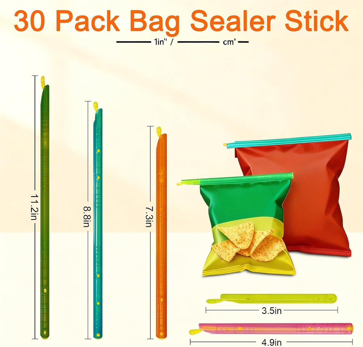30 PCS Chip Clips & Bag Sealers, Reusable Food Bag Clips with 5 Sizes