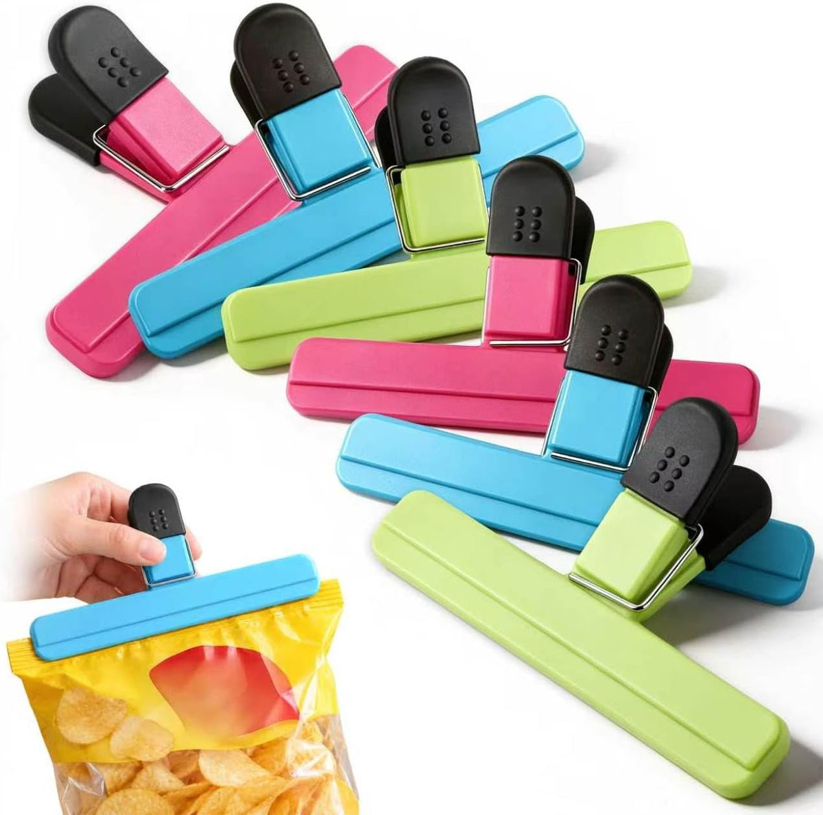 6 Pack Large Chip Bag Clips, 6x3.5 Inch Food Snack Bag Clips Ninth Five