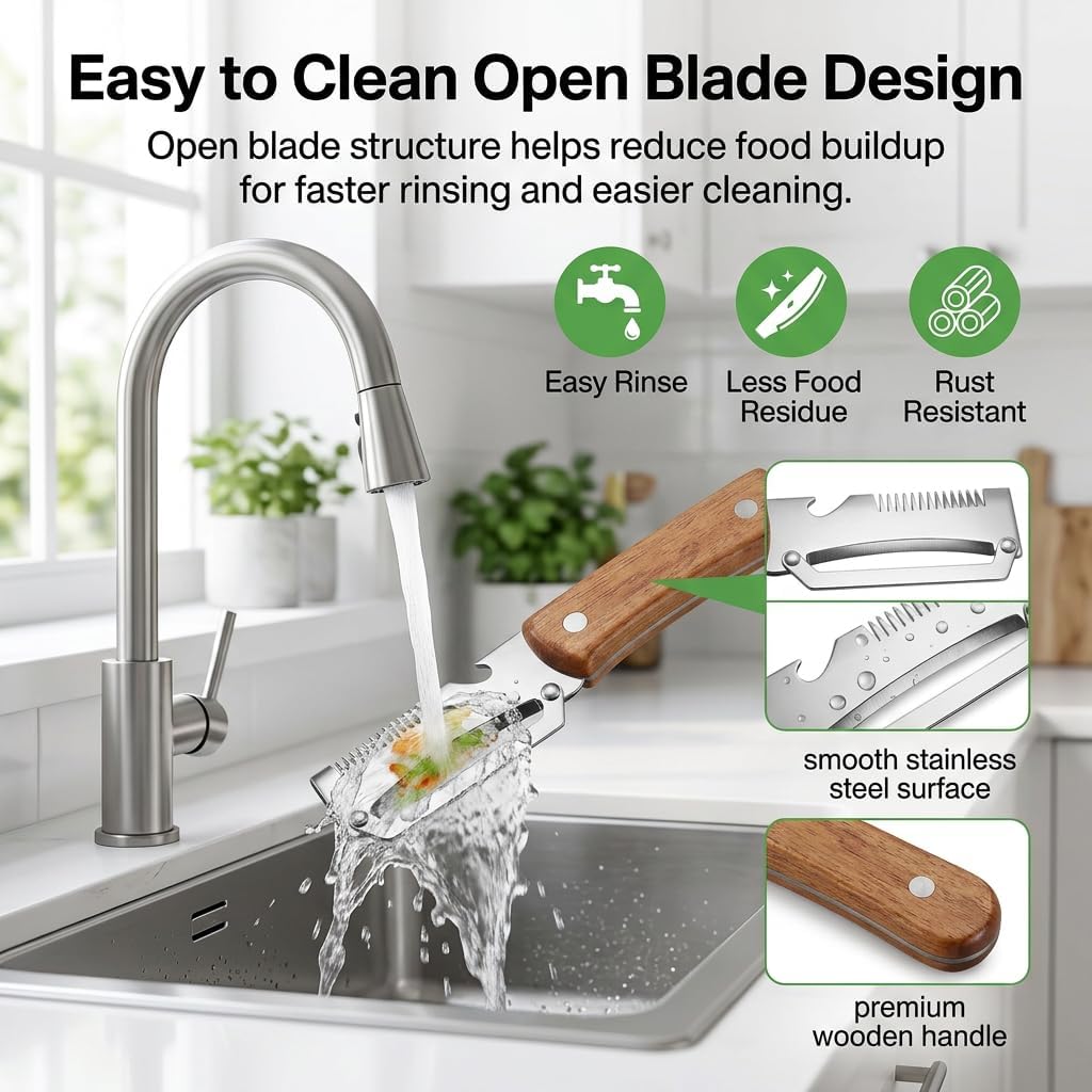 elite peeler and shredder, 2PCS Vegetable Peeler, 1.8mm Steel Blade, Wood Handle