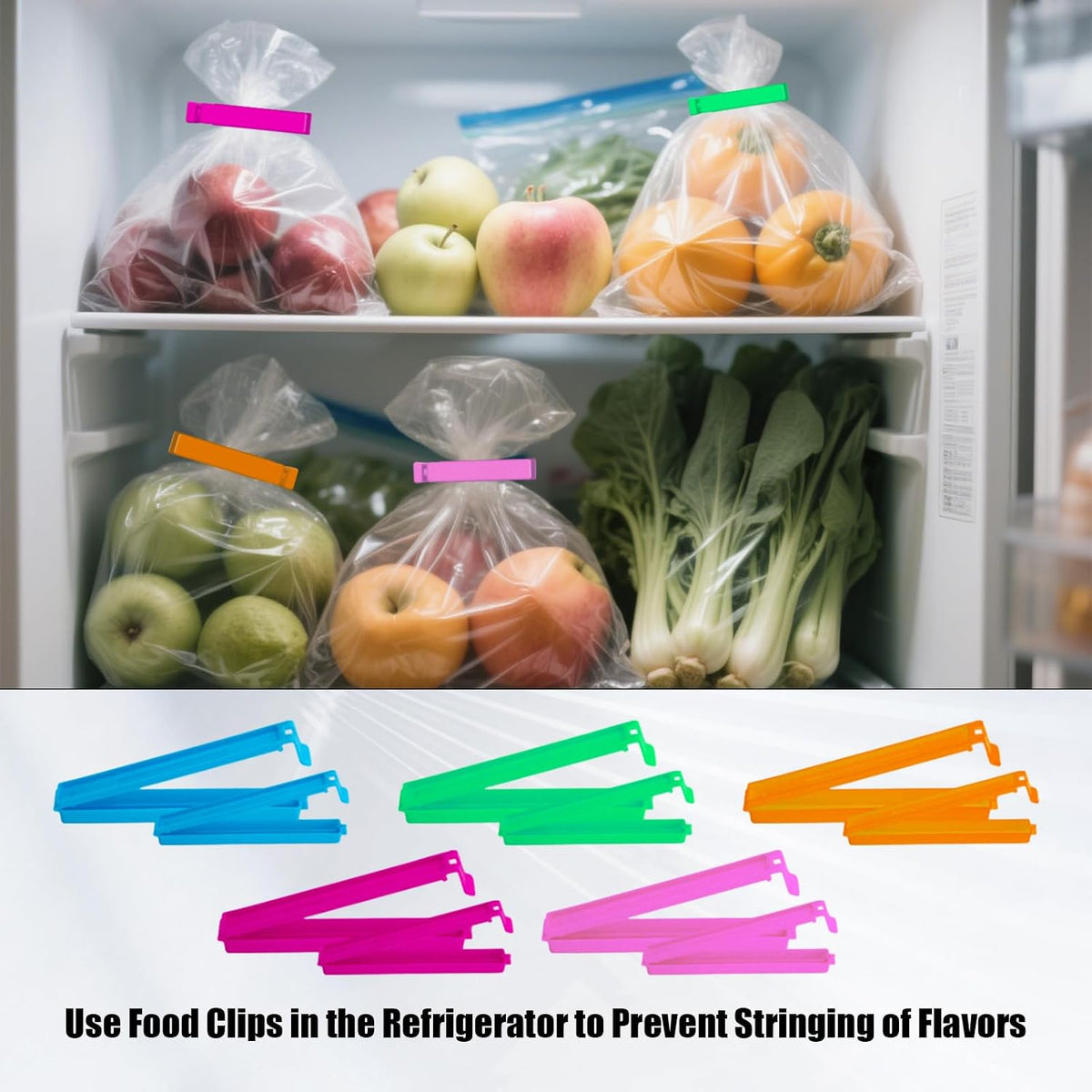 40Pcs Curved Plastic Food Sealing Clips, Dual Size Snack Bag Clamps