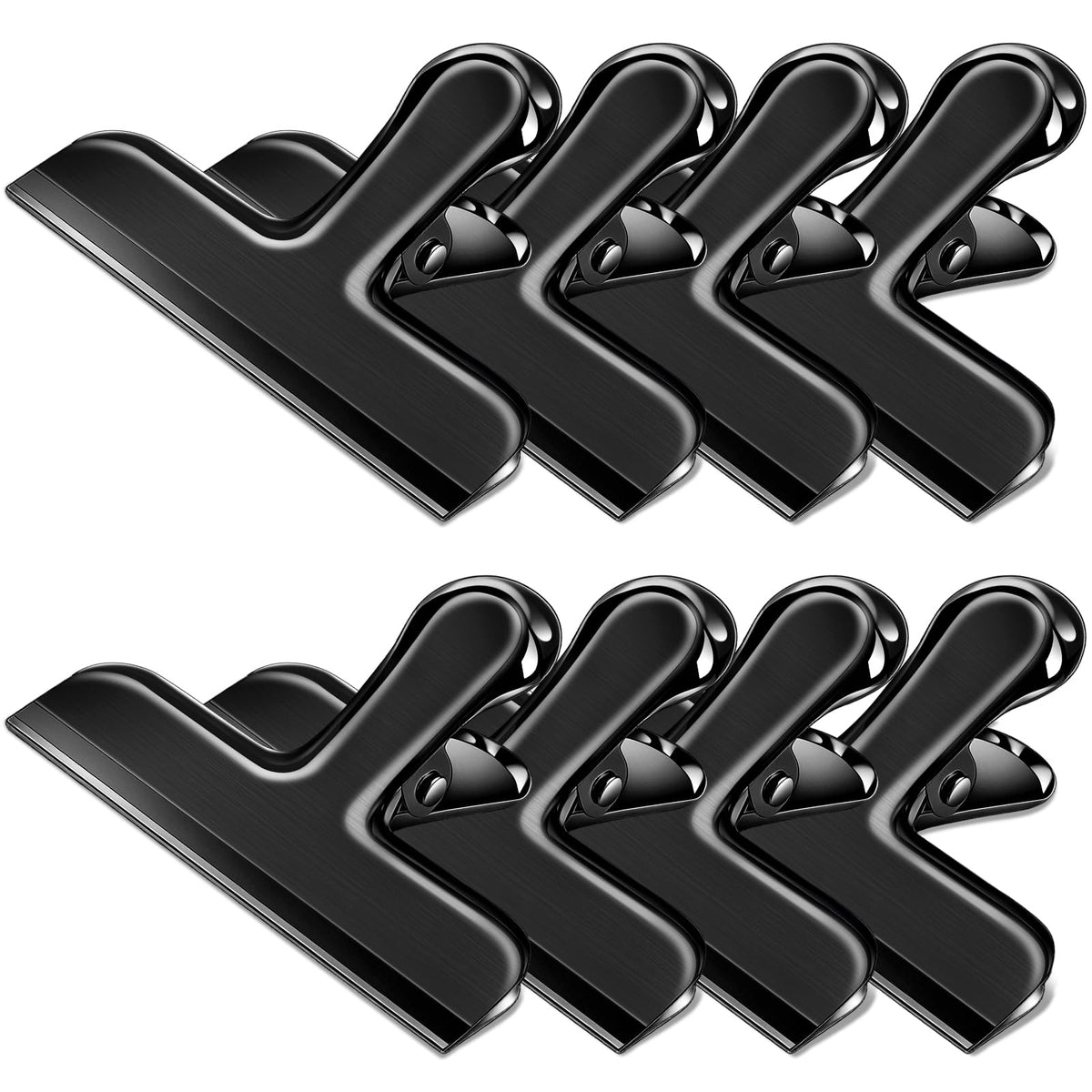 Bag Clips, 8 Pack Chip Clips Heavy Duty Snack Bread Coffee Clip, Air Tight Seal Food Clip Large Clamp Office Paper Clamps for Food Packages, Kitchen, Office, Home, Fridge Black