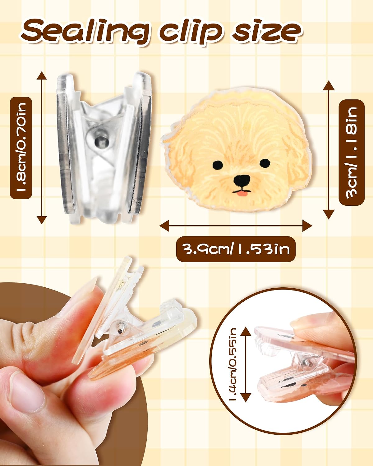 9 Pcs Dog Chip Clips, Cute Acrylic Snack and Food Bag Sealers