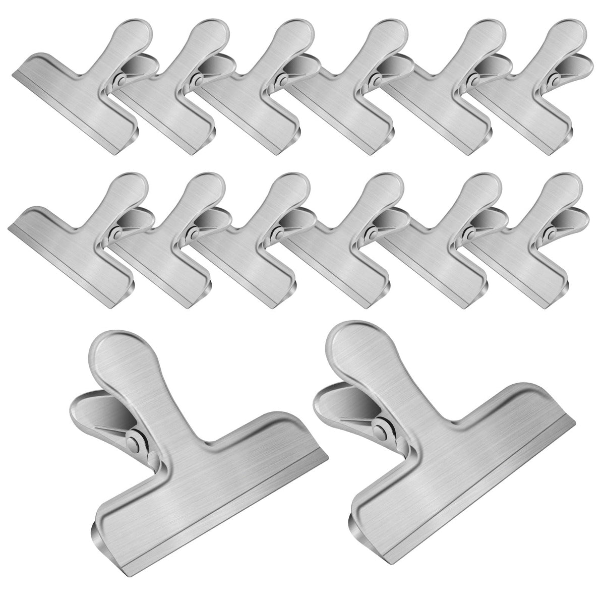 Chip Clips,6 Pack Metal Bag Clips for Food Storage, Stainless Steel Food Clip for Snack Bread, Heavy Duty Chip Bag Clip Clamp for Kitchen Home Office,Sliver