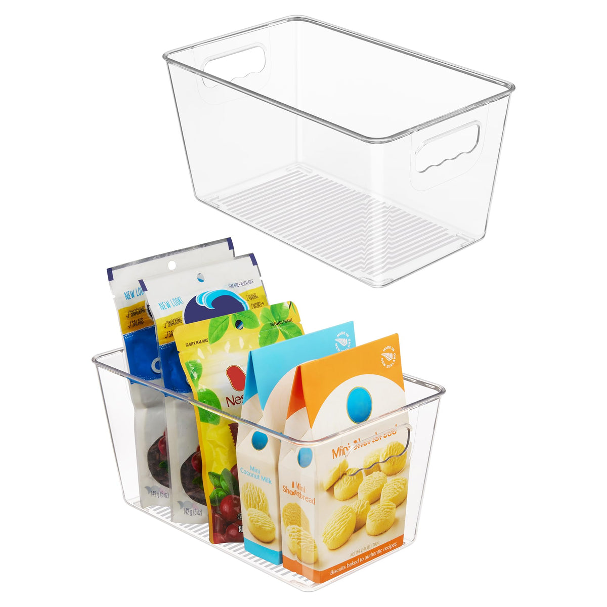 Vtopmart 8 Pack Clear Storage Bins with Lid Set for Pantry Organizer