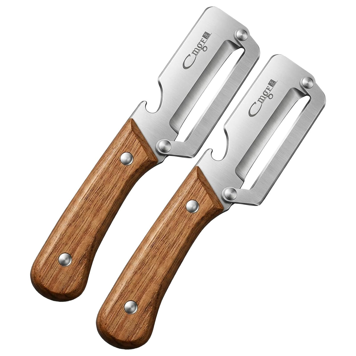 Premium Kitchen Peeler with Bottle Opener,Thickened by 80%(1.8MM) Stainless Steel Blade with Wooden Handle, Multi-functional Vegetable and Fruit Peelers for Carrot Pumpkin Potato Papaya,Right-Hand use