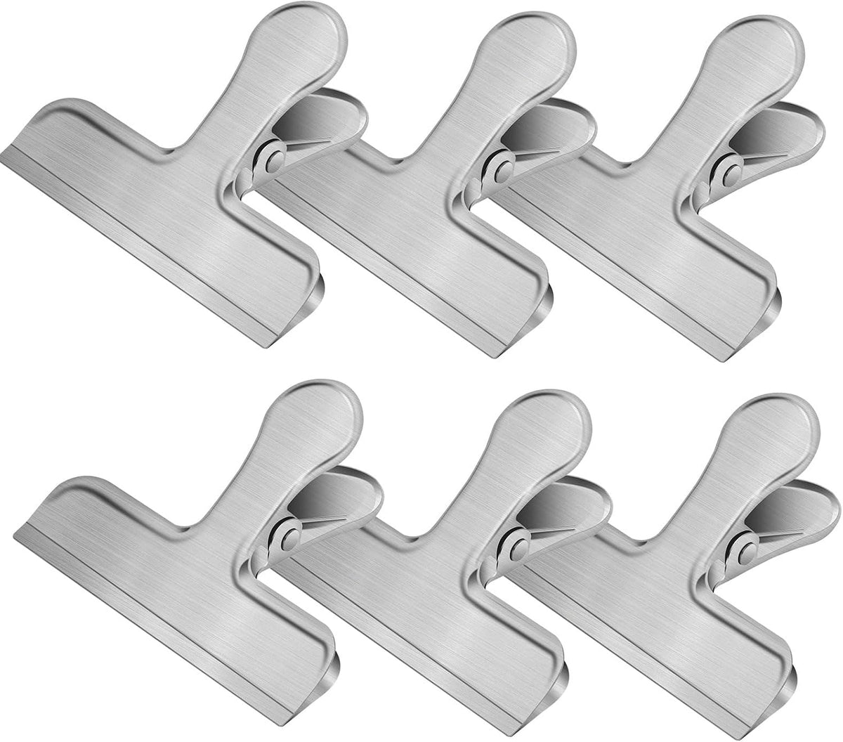 Chip Clips,6 Pack Metal Bag Clips for Food Storage, Stainless Steel Food Clip for Snack Bread, Heavy Duty Chip Bag Clip Clamp for Kitchen Home Office,Sliver