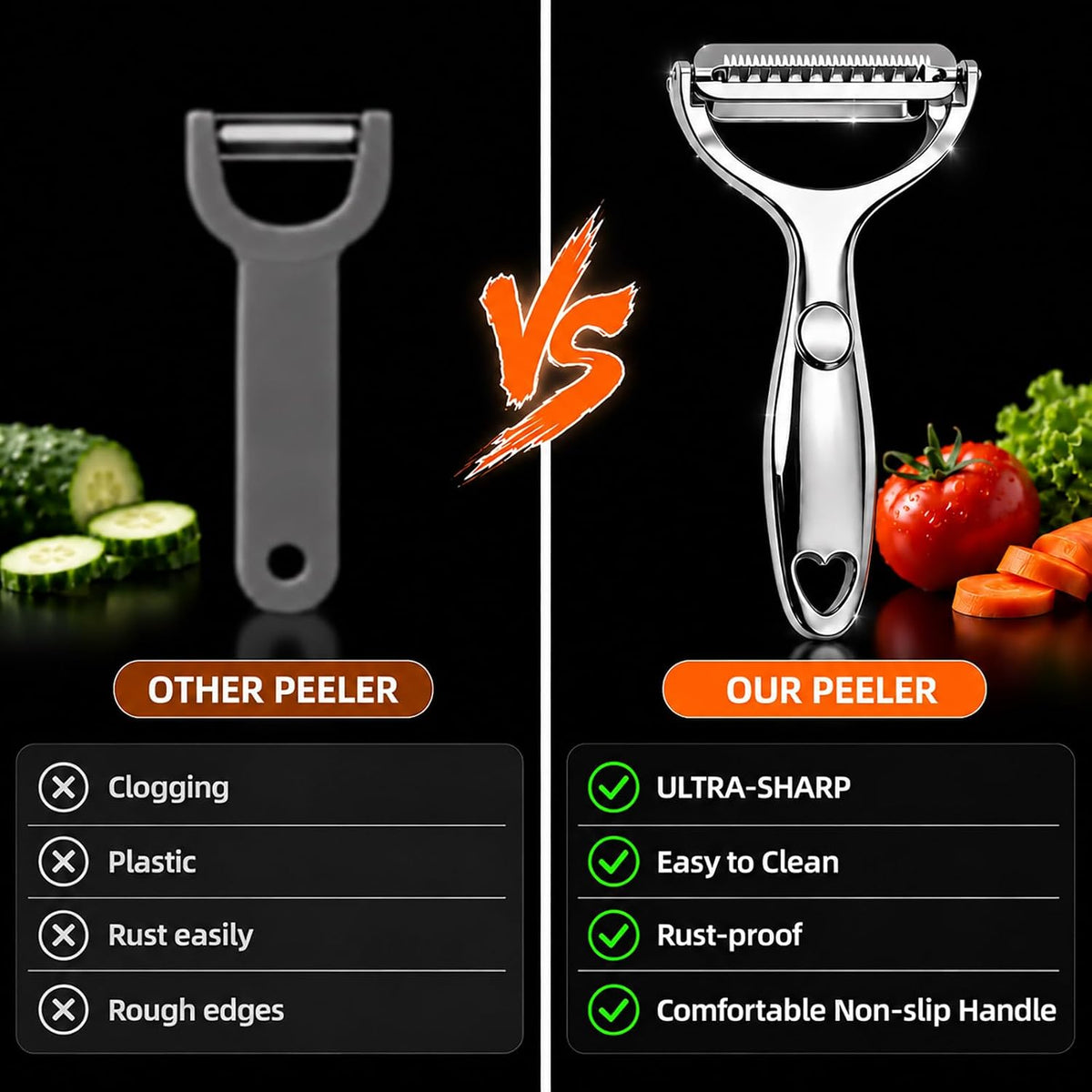 Ultra-Sharp Vegetable Julienne Peeler for Kitchen - Instant Veggie Shreds