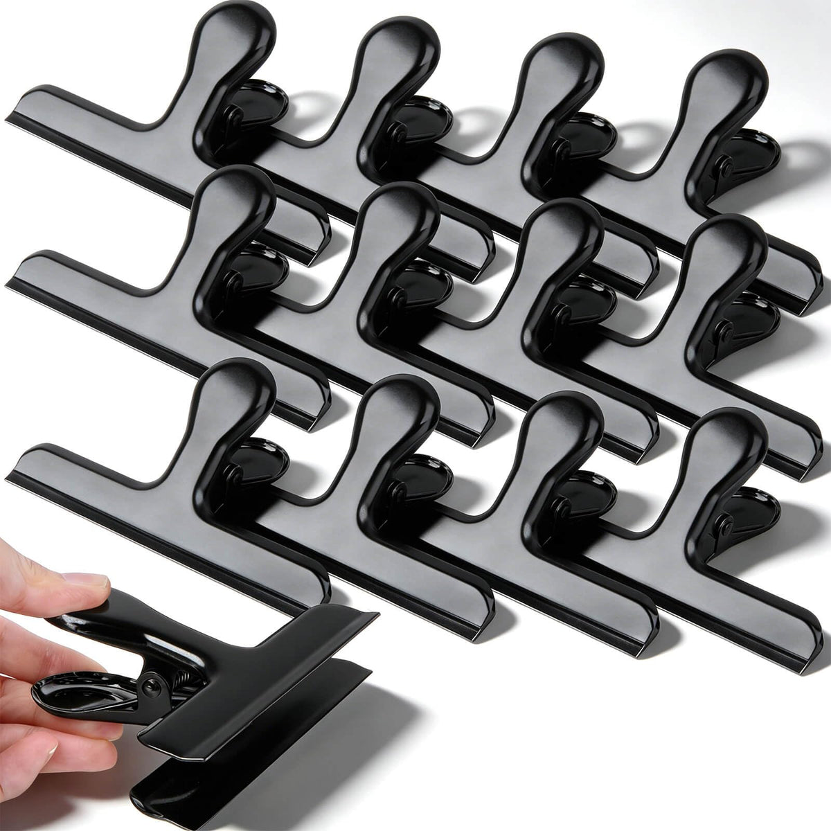 Chip Bag Clips, 12Pcs Sliver Stainless Steel Chip Clips for Food Packages, Metal Kitchen Clip for Snack Bags, Food Storage and Office Home Kitchen