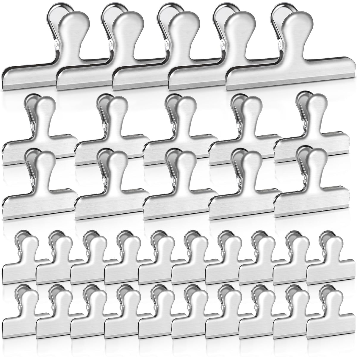 Bag Clips, 20 Pack Stainless Steel Chip Clips for Food, 1.6''(40mm) Small Food Clip Heavy Duty Snack Clamp Clip for Office Kitchen Home, Silver
