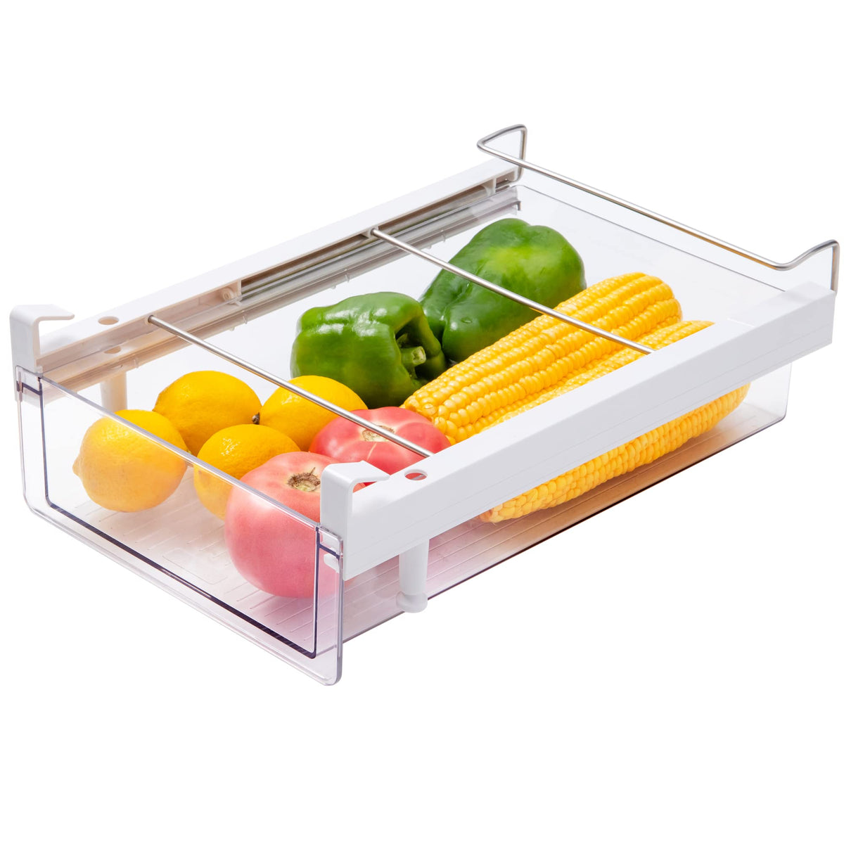 vacane Upgraded Refrigerator Drawers Organizer - Pull Out Fridge Bins with Handle, Extra-Long 19.5" Stretchable and Deep Storage