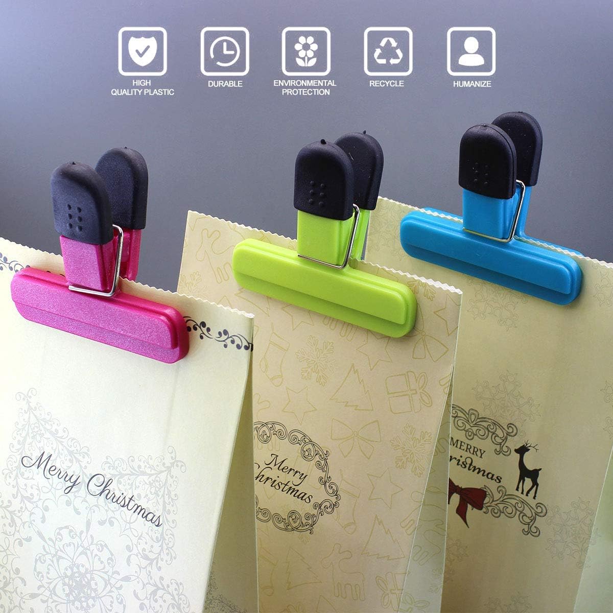 Food Chip Clips Bag Sealing Clips with Good Grips, 6 Pack