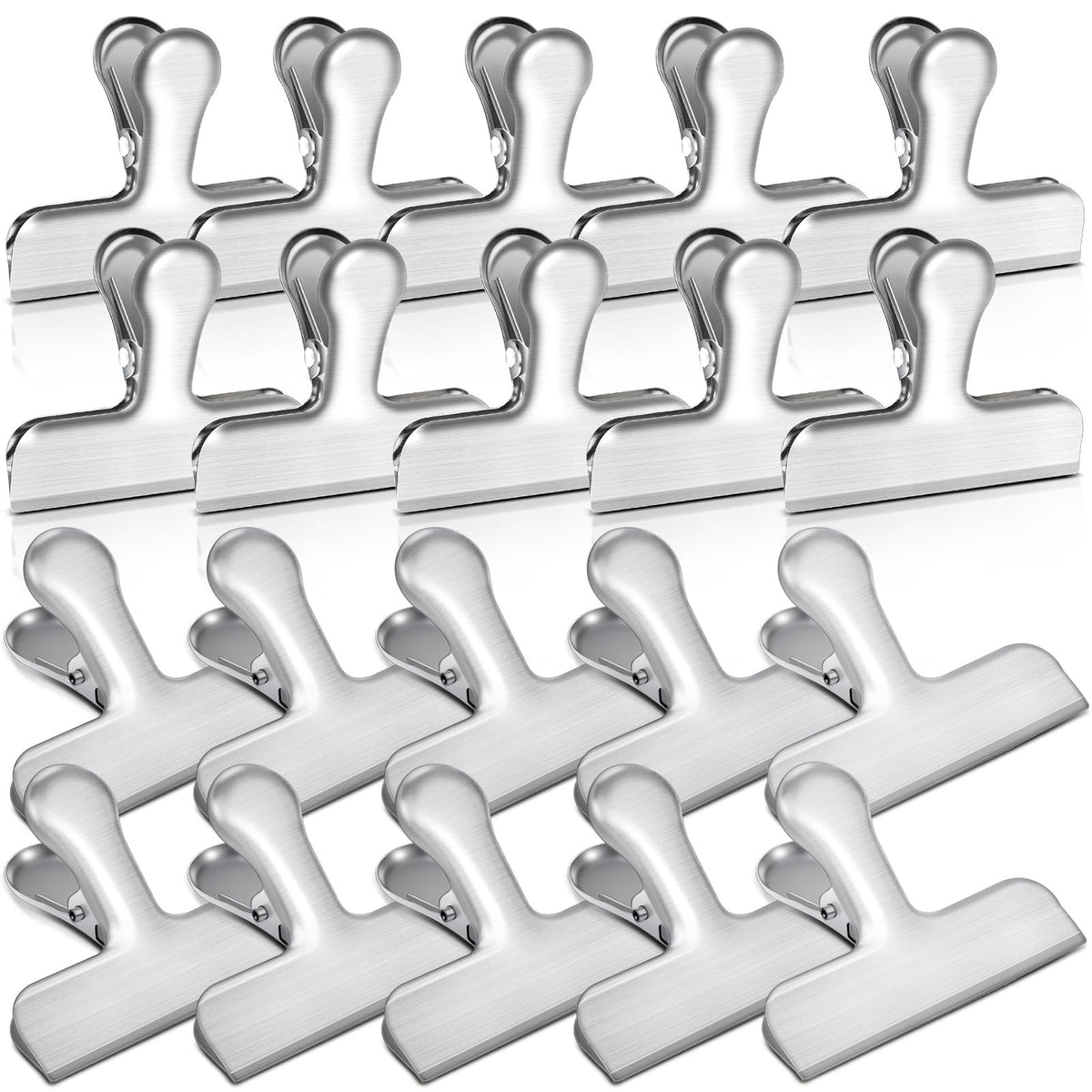 Bag Clips, 20 Pack Stainless Steel Chip Clips for Food, 1.6''(40mm) Small Food Clip Heavy Duty Snack Clamp Clip for Office Kitchen Home, Silver