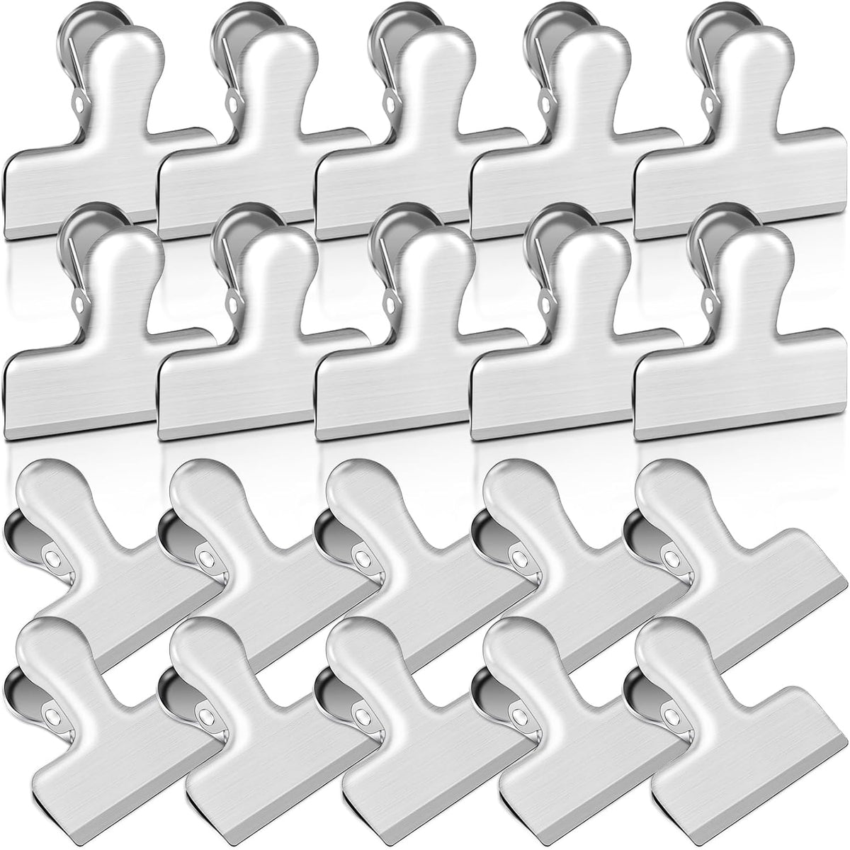 Bag Clips, 20 Pack Stainless Steel Chip Clips for Food, 1.6''(40mm) Small Food Clip Heavy Duty Snack Clamp Clip for Office Kitchen Home, Silver