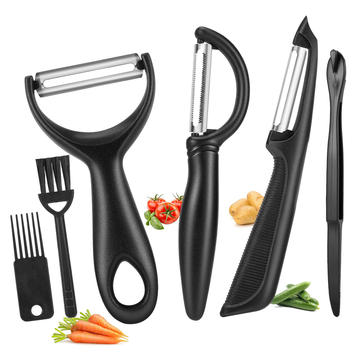 Senbowe Upgrade Potato Peeler for Kitchen, 6PCS Stainless Steel Vegetable Peeler, I and Y Veggie Food Peeler for Apple Fruit Carrot Zucchini Cucumber,Good Grip Makes Peeling Very Easy