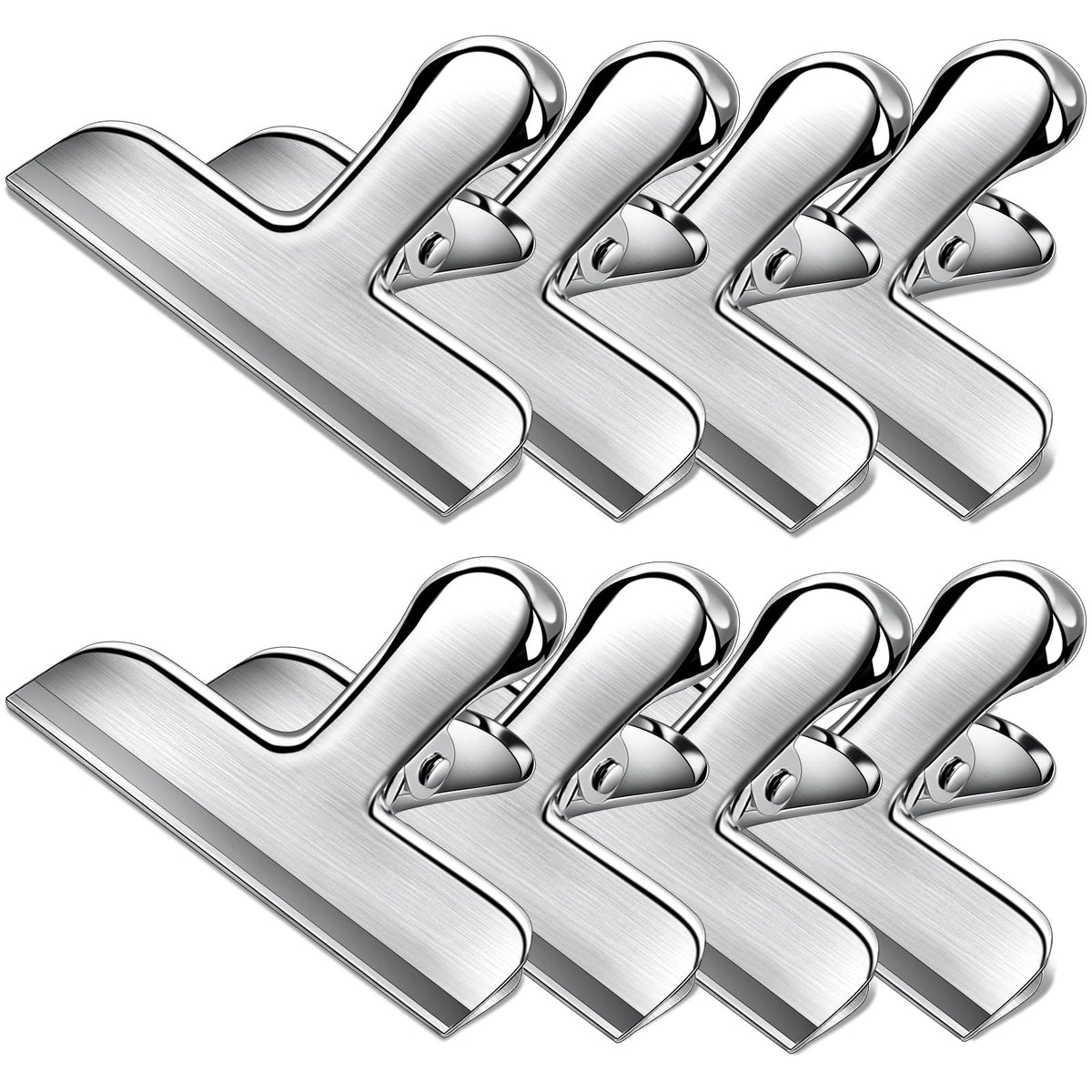 Bag Clips, 8 Pack Chip Clips Heavy Duty Snack Bread Coffee Clip, Air Tight Seal Food Clip Large Clamp Office Paper Clamps for Food Packages, Kitchen, Office, Home, Fridge Black