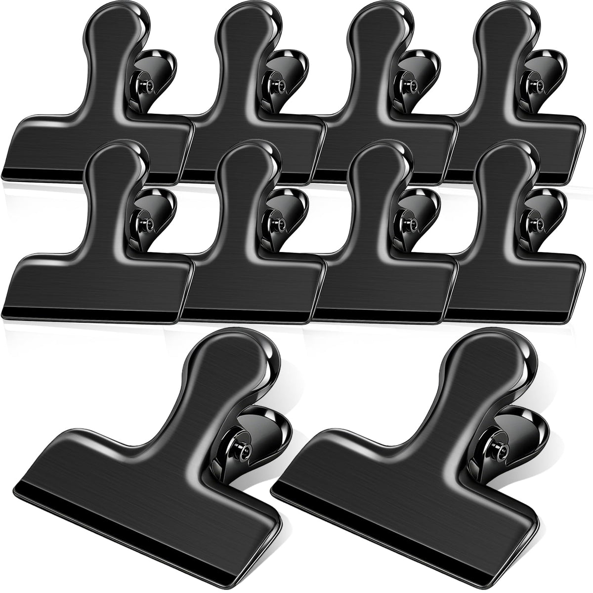 Bag Clips, 8 Pack Chip Clips Heavy Duty Snack Bread Coffee Clip, Air Tight Seal Food Clip Large Clamp Office Paper Clamps for Food Packages, Kitchen, Office, Home, Fridge Black