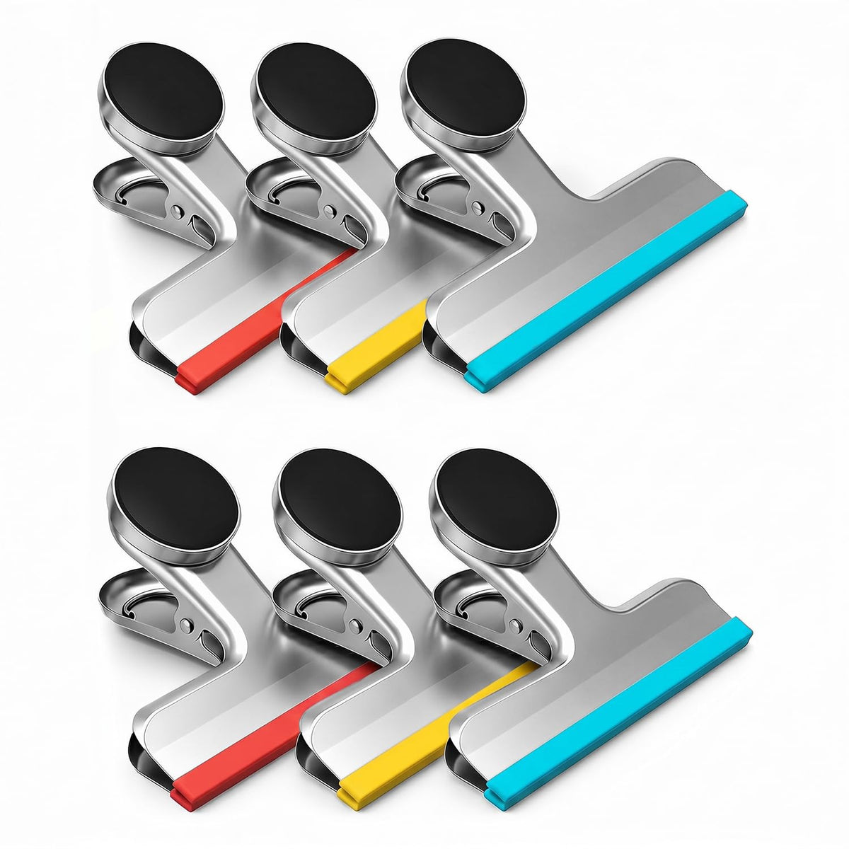 HOUSE AGAIN Magnetic Chip Clips, Stainless Steel Chip Bag Clips with Strong Magnet and Silicone Cover, Heavy Duty Food Bag Clips for Kitchen Storage, 8 Pack Color Coded, 3 Inch