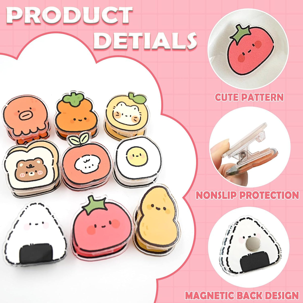 9 Pack Cute Magnetic Chip Clips, Food Bag Clip for Snacks (Food)