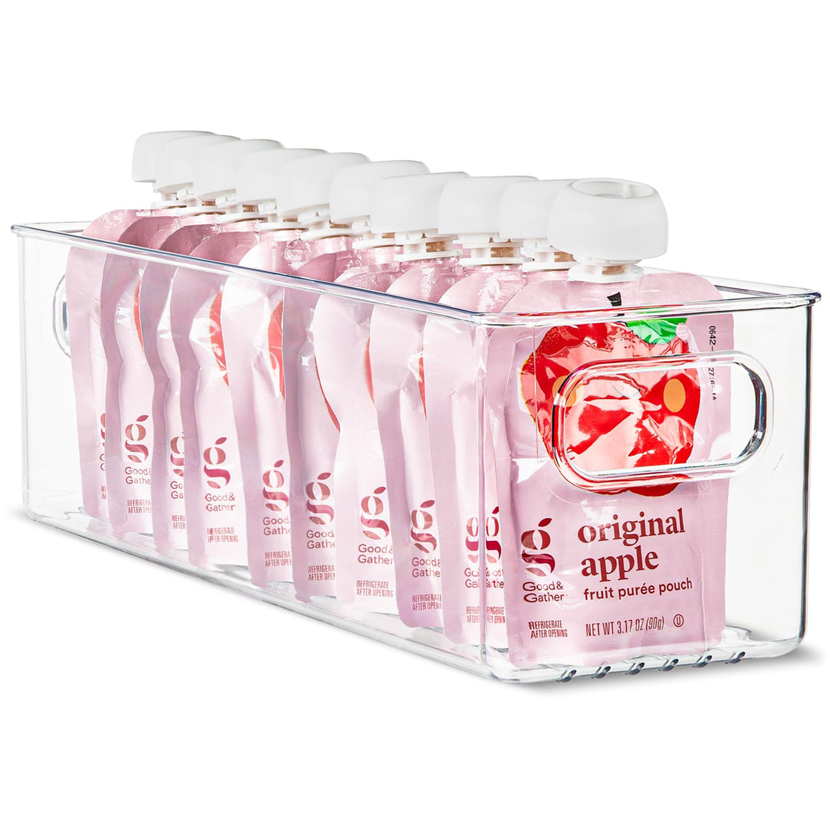 Plastic Food Storage 2 Pack Clear Container Bin with Handles for Organizing Kitchen, Pantry, Fridge, Freezer, Pantry, Bathroom. 14"x6"5"