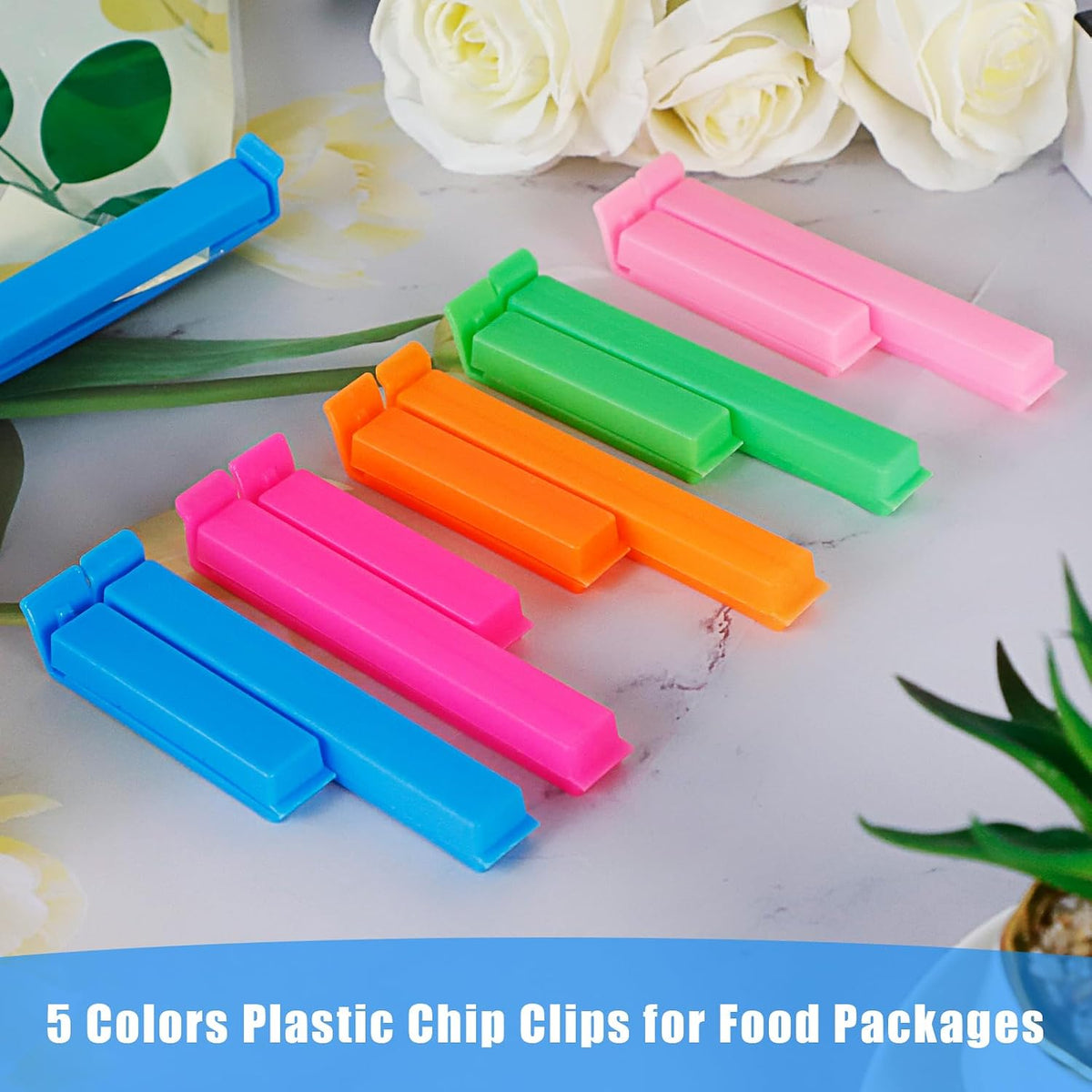 40Pcs Curved Plastic Food Sealing Clips, Dual Size Snack Bag Clamps