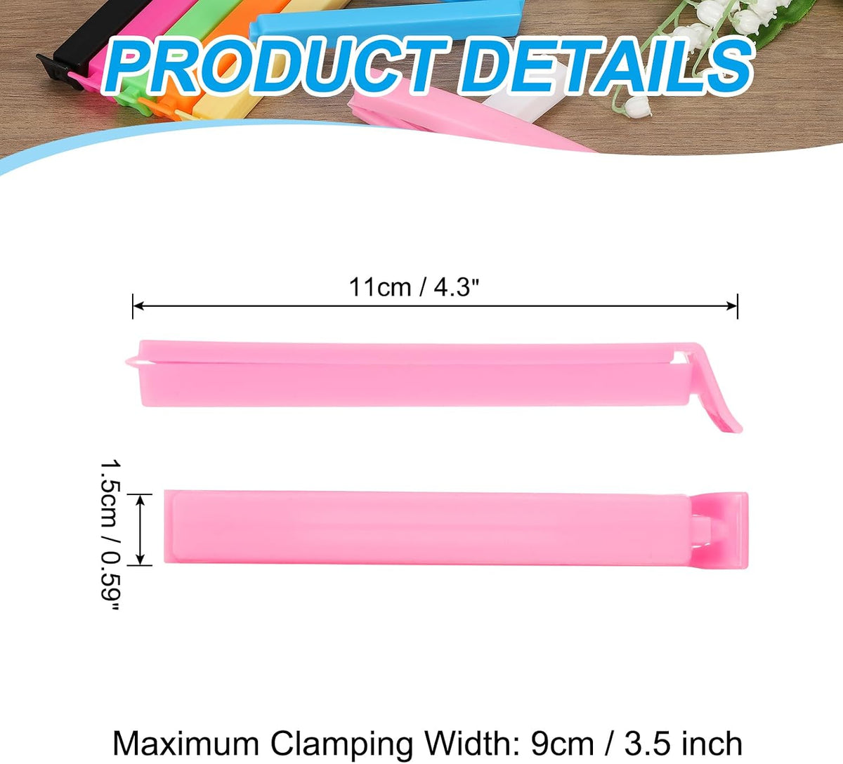 PATIKIL Sealing Clips 4.3in, 10 Pack Reusable Plastic Bag Clip Clamp, Pink
