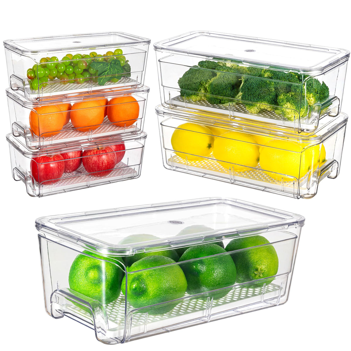 Imncya Clear Fridge Organizer, 4-Pack Stackable Refrigerator Storage Bins