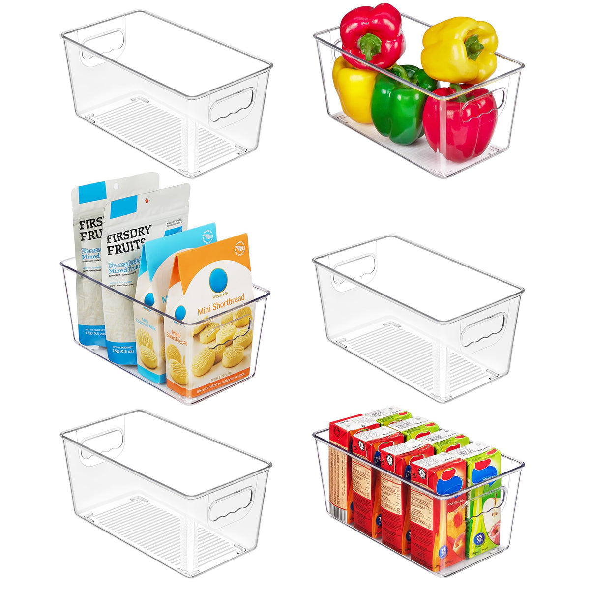 Vtopmart 8 Pack Clear Storage Bins with Lid Set for Pantry Organizer