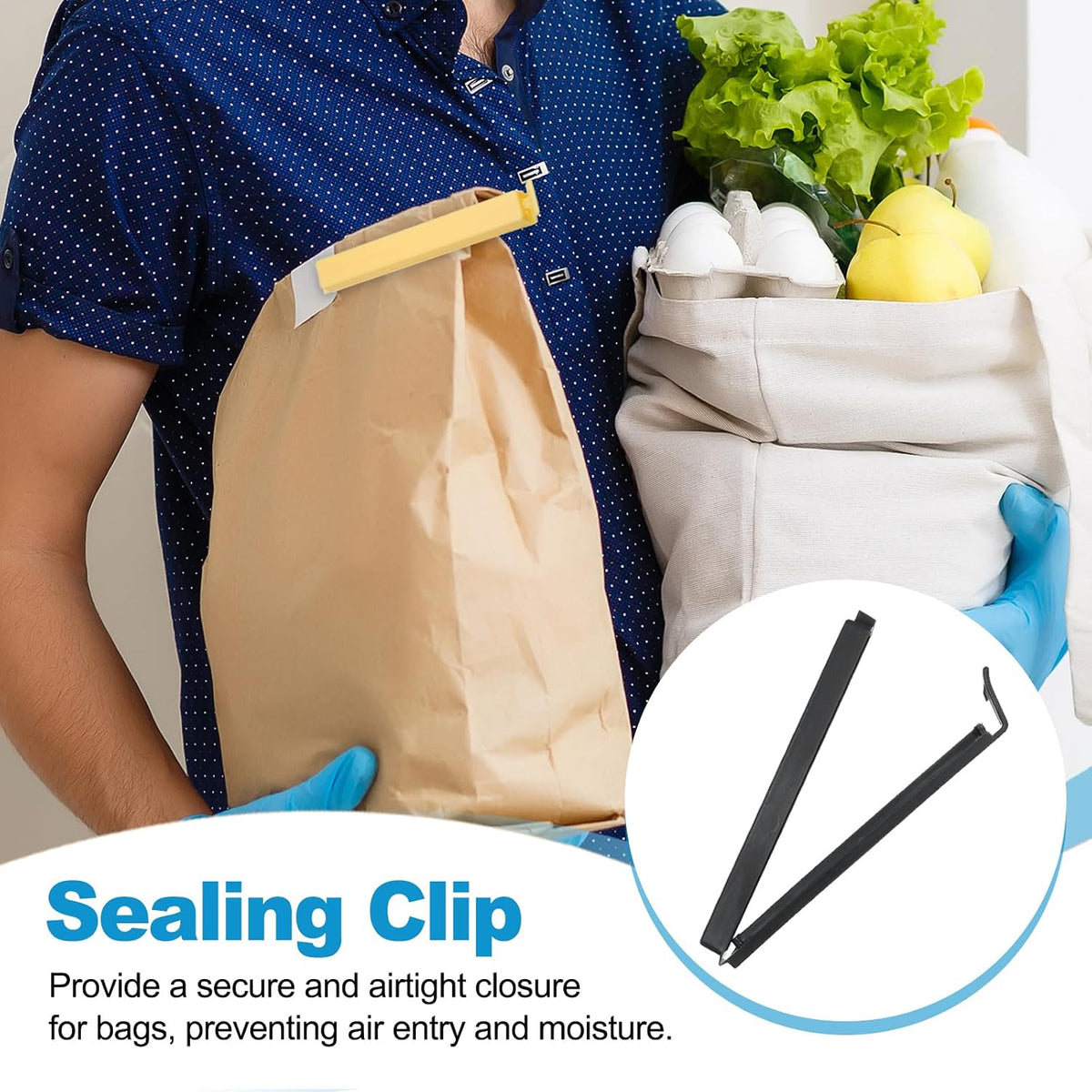 PATIKIL Sealing Clips 4.3in, 10 Pack Reusable Plastic Bag Clip Clamp, Black