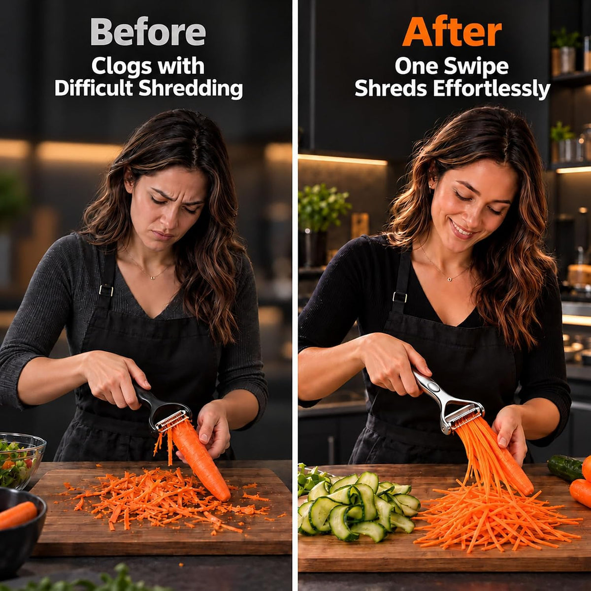Ultra-Sharp Vegetable Julienne Peeler for Kitchen - Instant Veggie Shreds