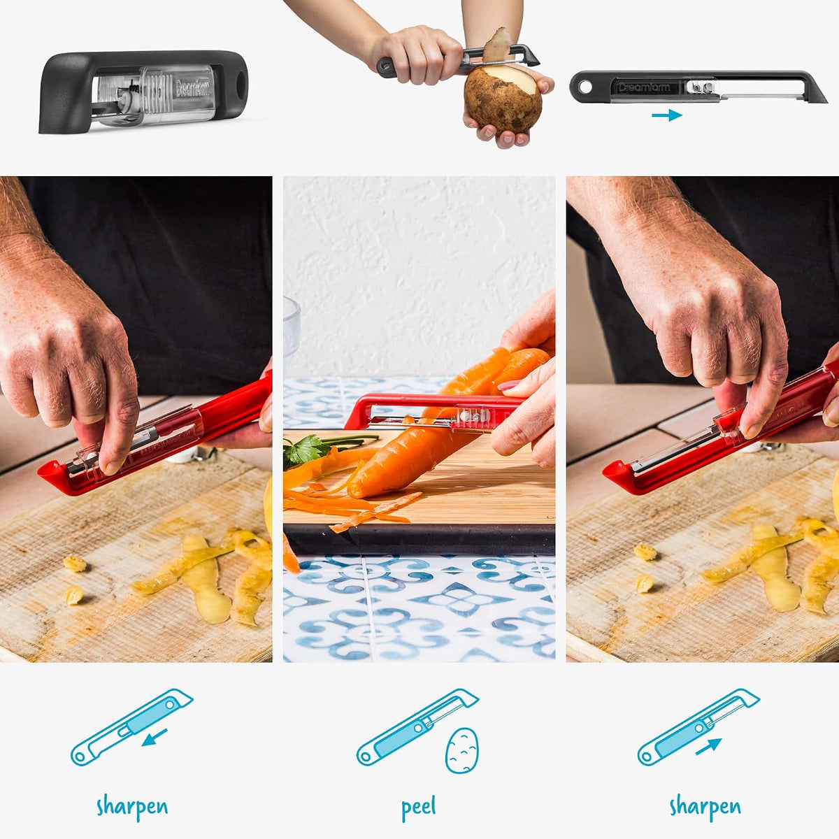 Dreamfarm Sharple Self-Sharpening Vegetable Peeler - Black