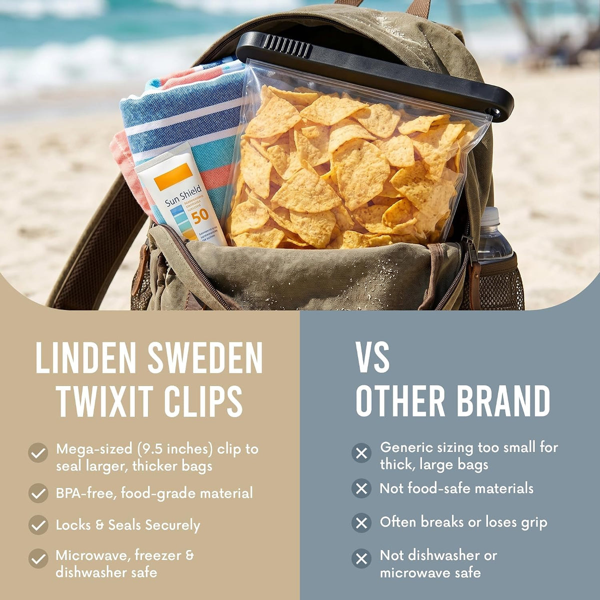 LINDEN SWEDEN Twixit Mega Bag Clip - Keep Food Fresh, Prevent Spillage
