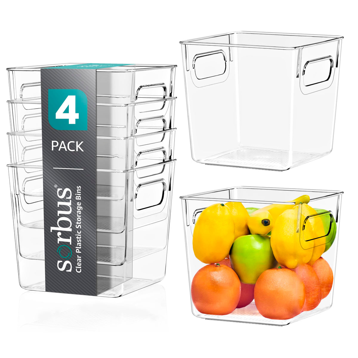 Sorbus Fridge Organizers and Storage, Clear Plastic Bins (Small, 4 Pack)
