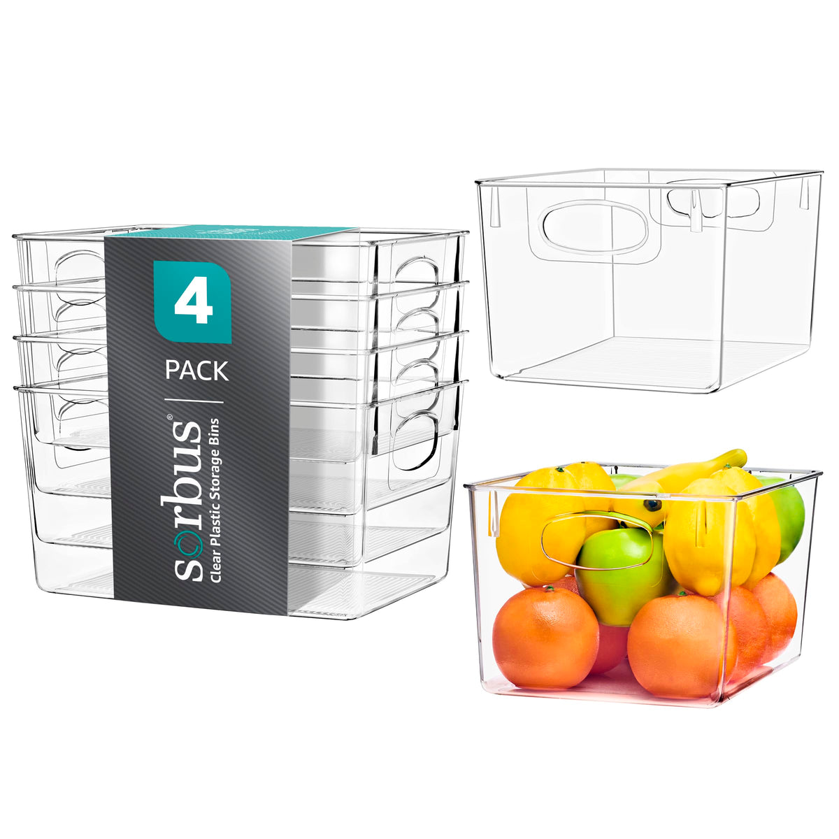Sorbus Fridge Organizers and Storage, Clear Plastic Bins (Small, 4 Pack)