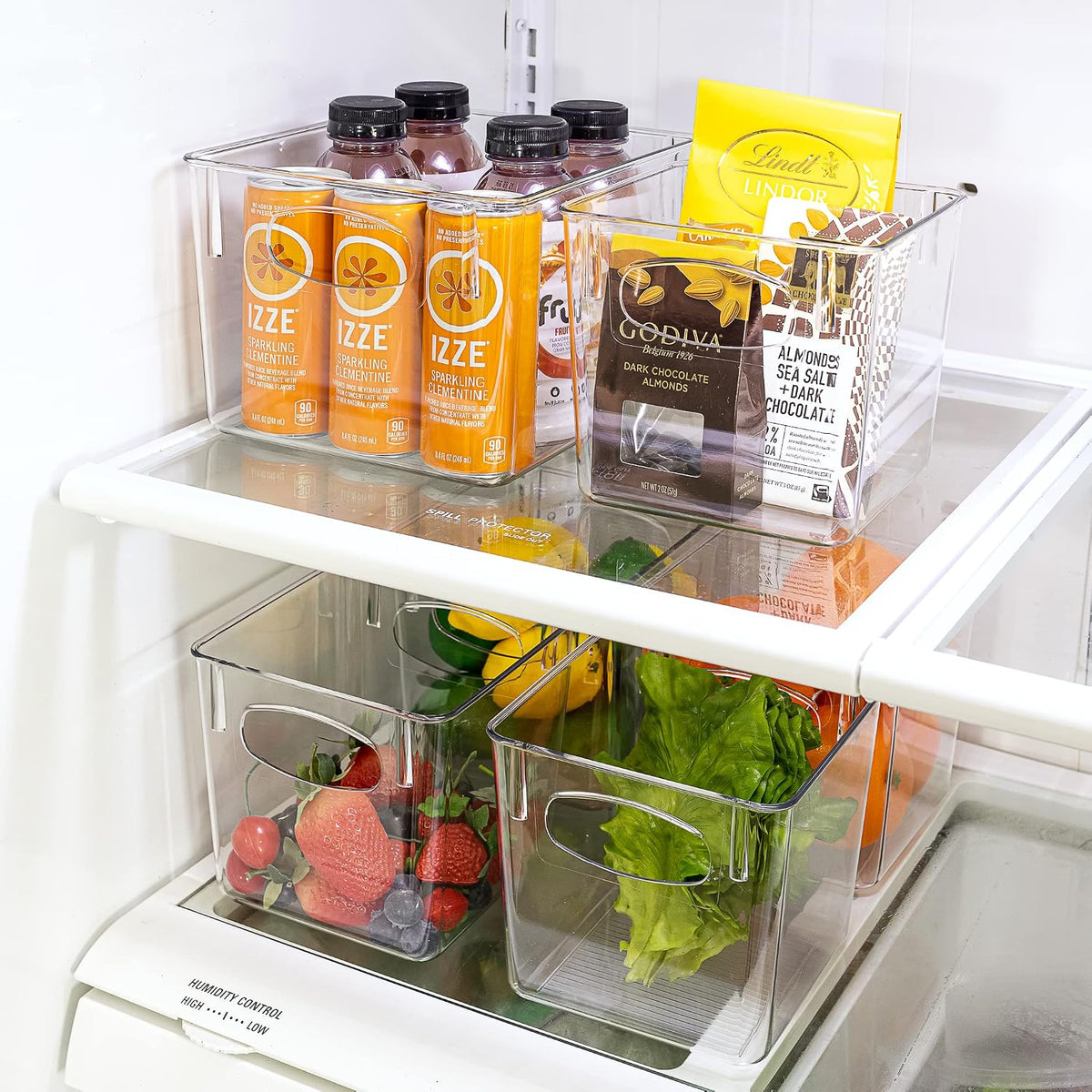 Sorbus Fridge Organizers and Storage, Clear Plastic Bins (Small, 4 Pack)