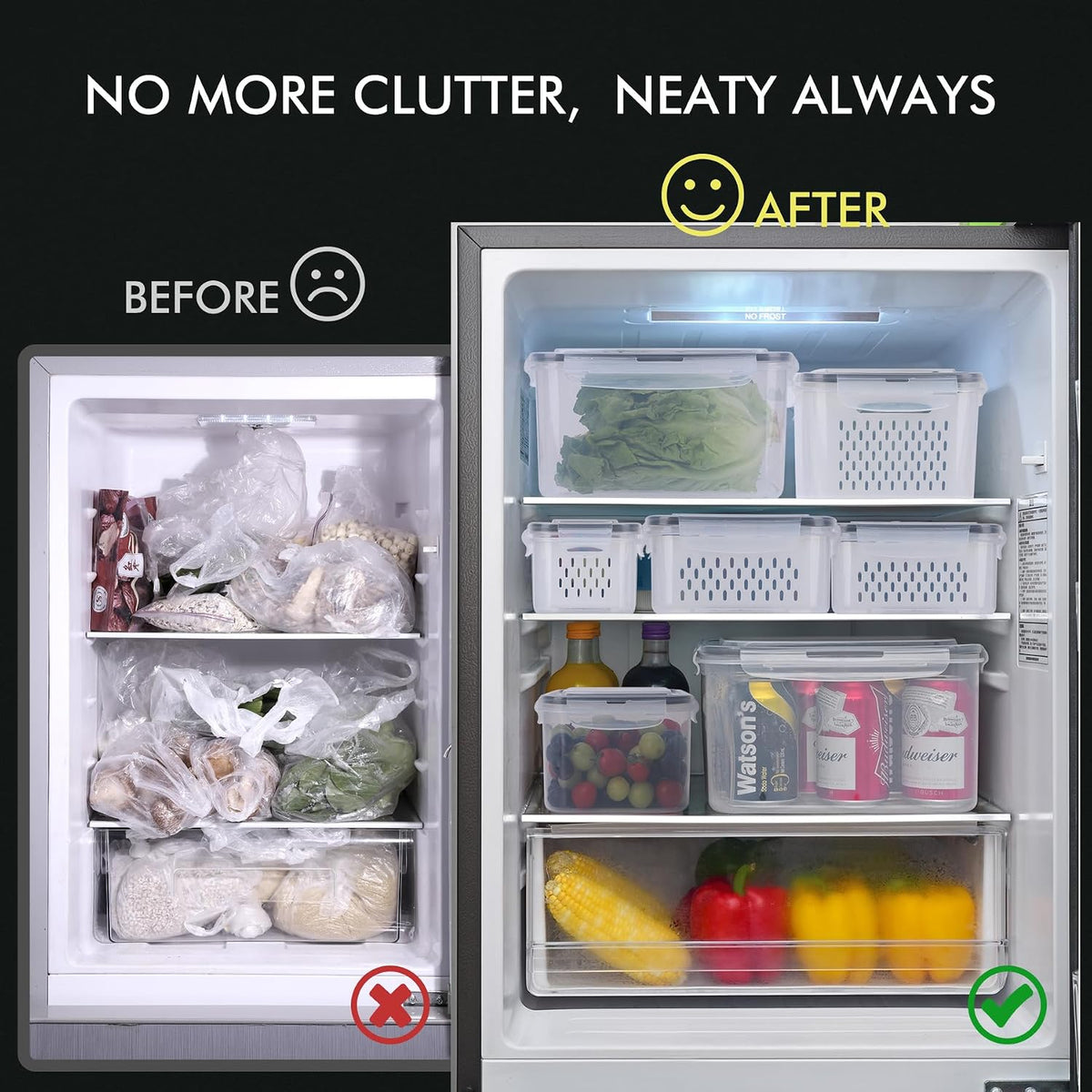 HOTEC 5-Pack Fruit Storage Container for Fridge, Food Storage Containers
