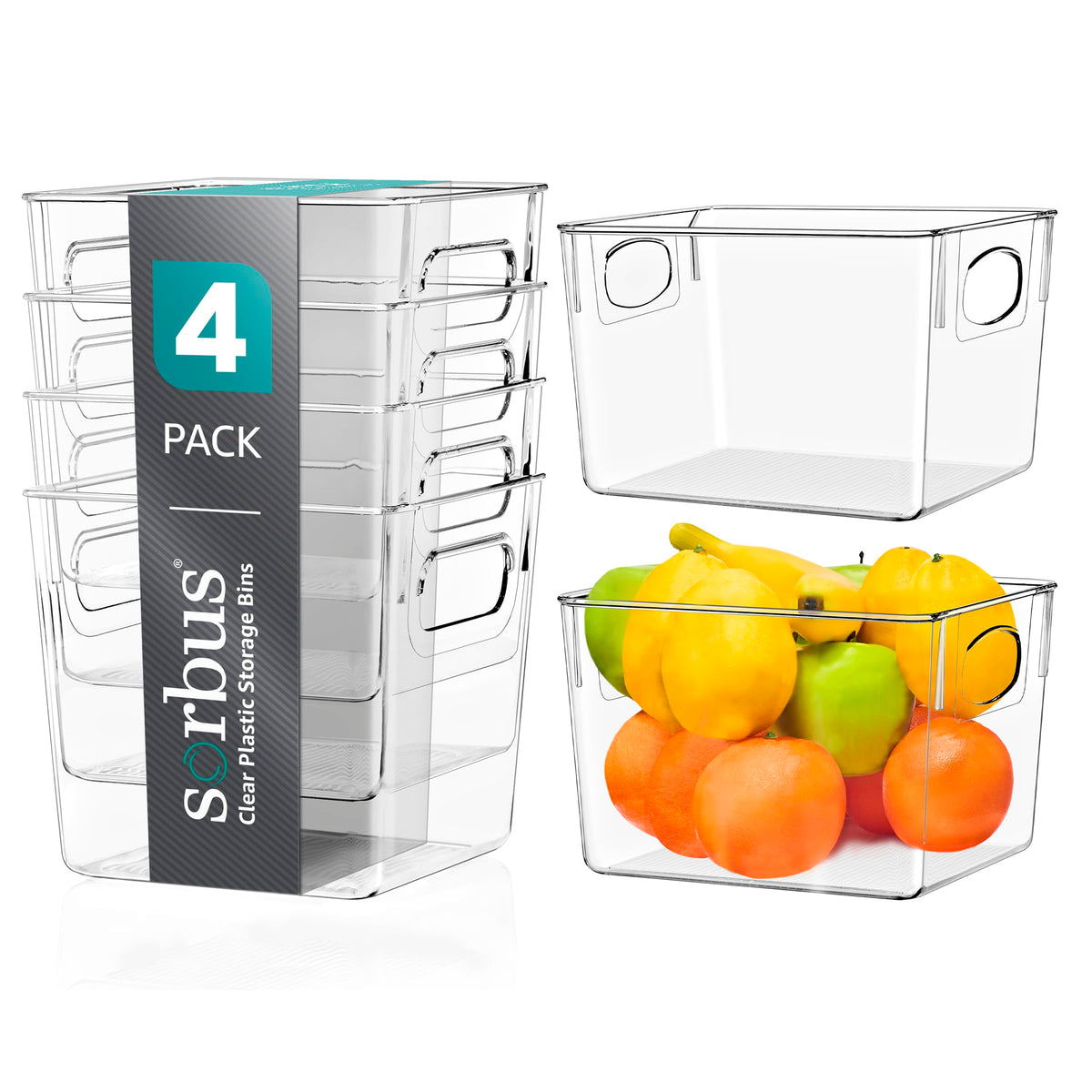 Sorbus Fridge Organizers and Storage, Clear Plastic Bins (Small, 4 Pack)