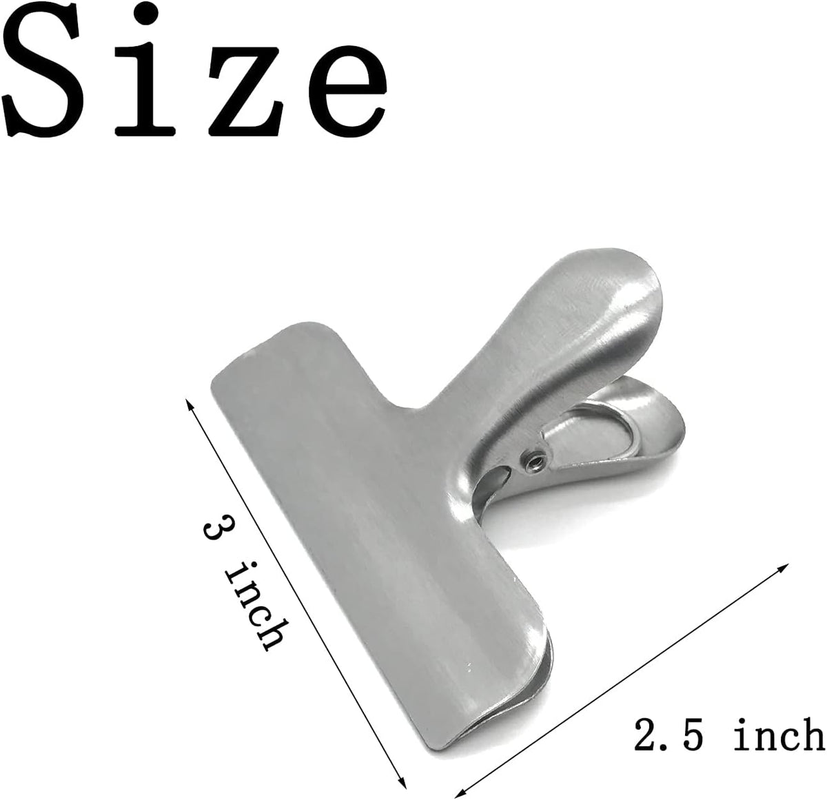 8 Pack Metal Chip Clips, 3 Inch Food Bag Clips, Silver