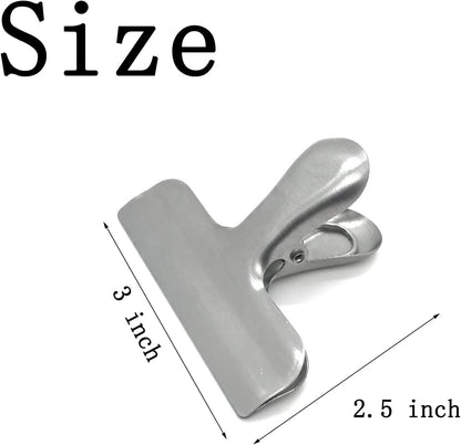 8 Pack Metal Chip Clips, 3 Inch Food Bag Clips, Silver