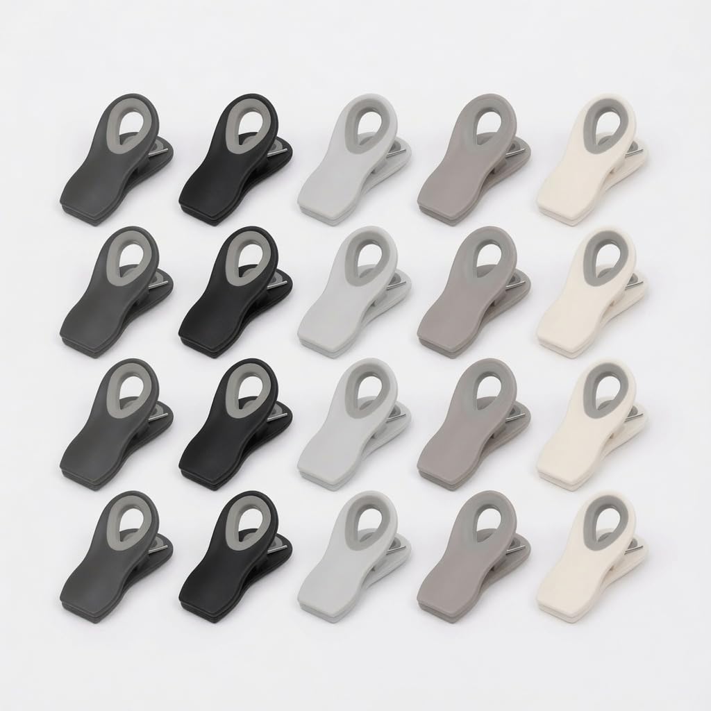 Chip Clips — Magnetic Bag Clips for Food Storage, 20 Piece Set, Airtight Seal Grip for Bread, Snack, Chip & Cereal Bags — Fridge, Pantry & Freezer Organization, Kitchen Storage - Multi Blues