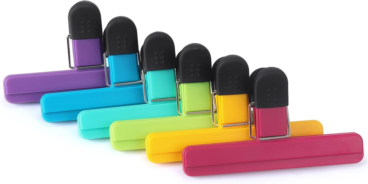 Tamaki 6 Pack Large Chip Bag Clips Assorted Color Food Clips, 6 x 3.5 Inch