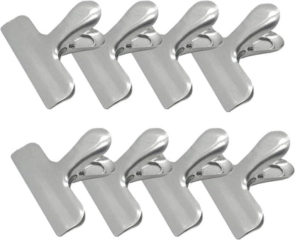 8 Pack Metal Chip Clips, 3 Inch Food Bag Clips, Silver