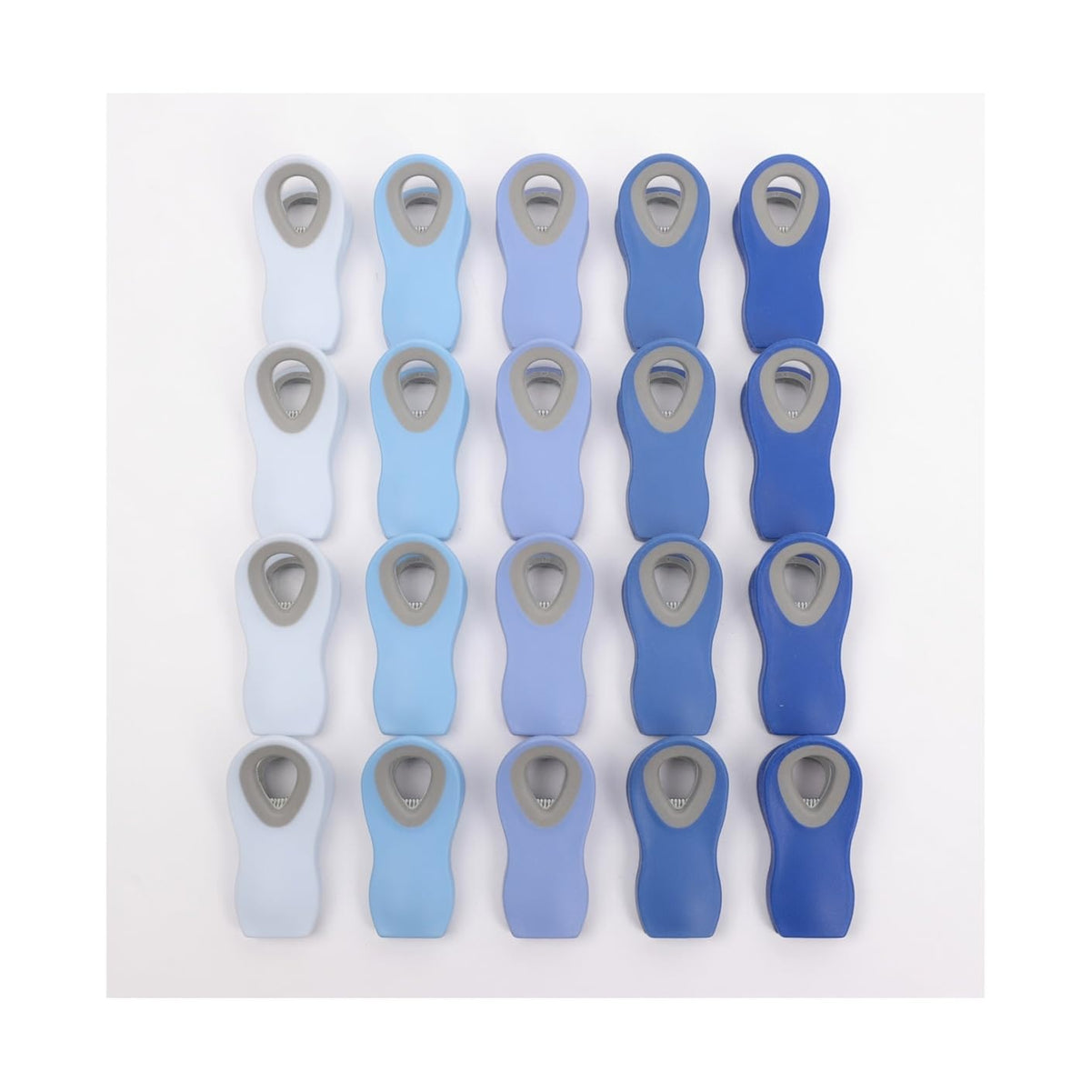 Chip Clips — Magnetic Bag Clips for Food Storage, 20 Piece Set, Airtight Seal Grip for Bread, Snack, Chip & Cereal Bags — Fridge, Pantry & Freezer Organization, Kitchen Storage - Multi Blues