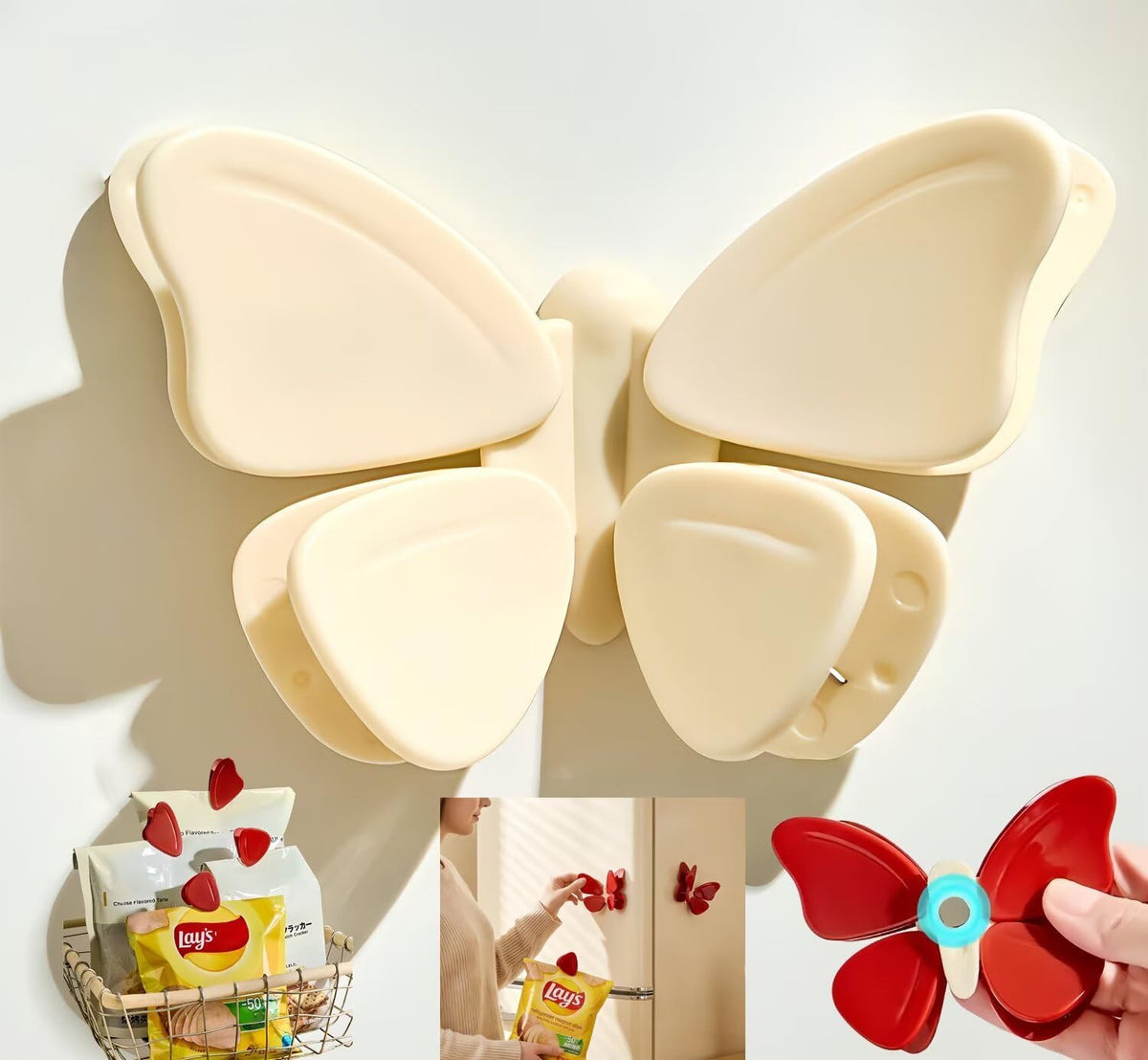 Butterfly Magnetic Chip Bag Clips,Detachable Food Sealing Clips for Fridge